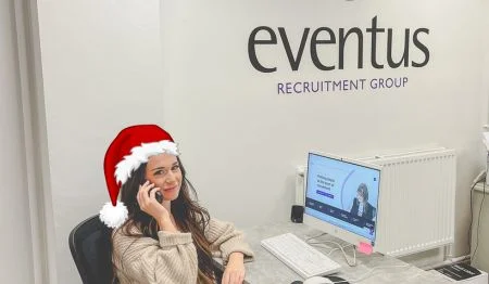 Lucy with a Santa hat for why December is a good time to job search